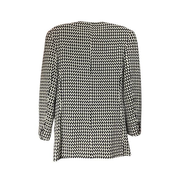 Moods by Krizia Women's B/W Houndstooth Wool Blend Button Front Blazer SZ 10 VTG - Picture 3 of 13